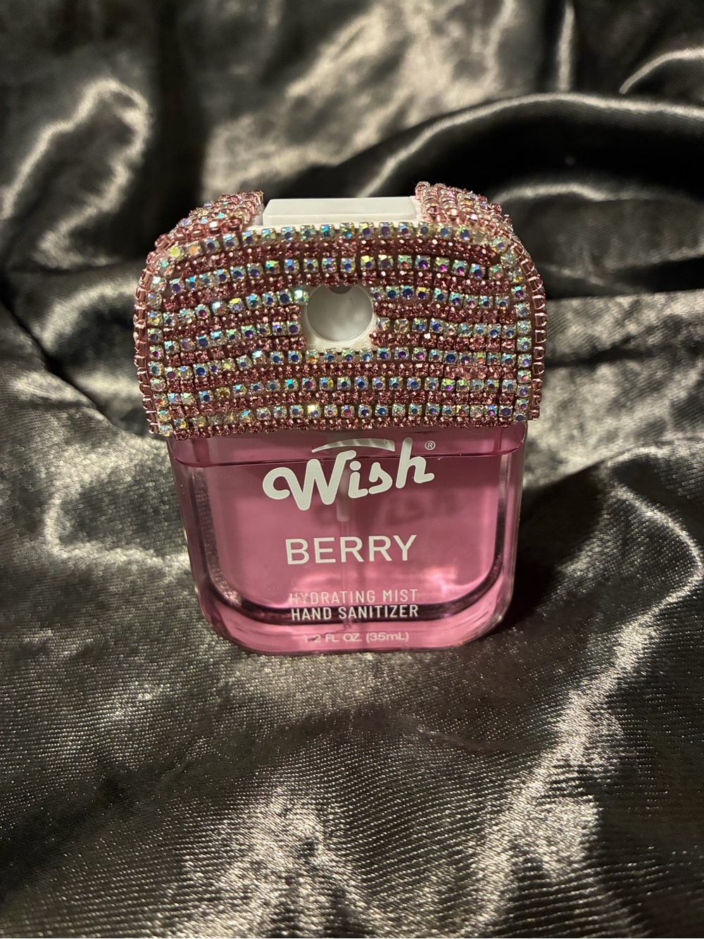 Wish Berry Hydrating Mist Hand Sanitizer with Pink Crystal Cover. Made by me.